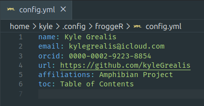 How froggeR manages settings across projects (config.yml)